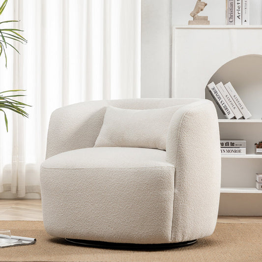 Wide Boucle Swivel Barrel Chairs