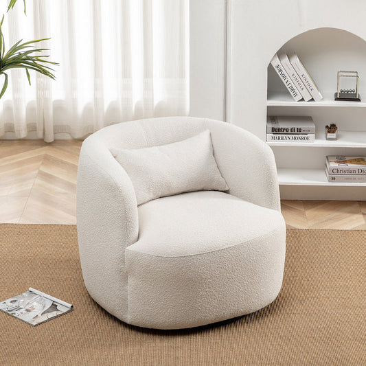 Wide Boucle Swivel Barrel Chairs