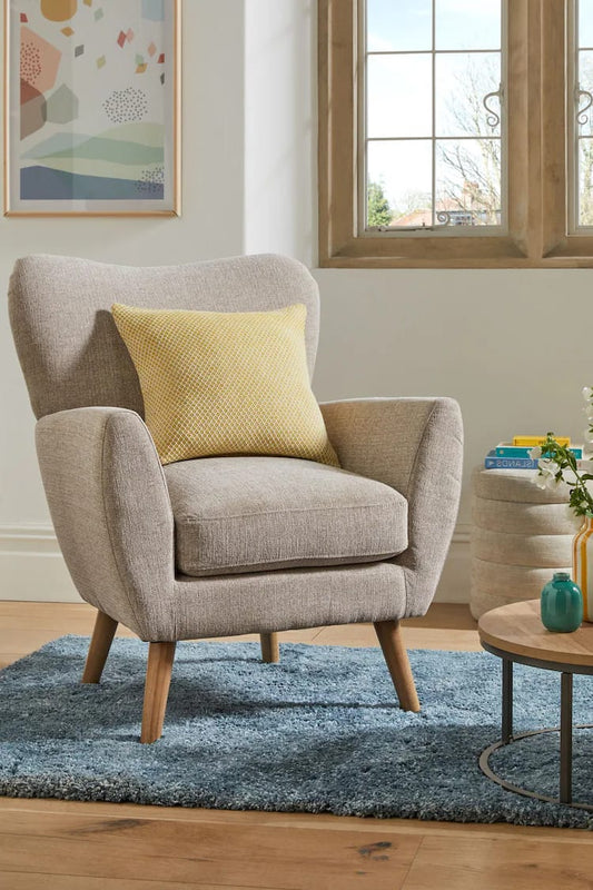 Mid-Century Modern Mustard Accent Chair with Winged Backrest